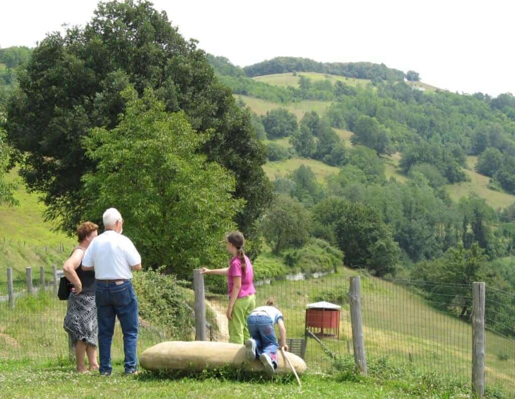 A picture of a family in Piedmont taken while driving.