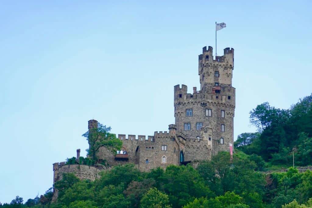 A picture of Rheinstein Castle along the Rhine River in Germany