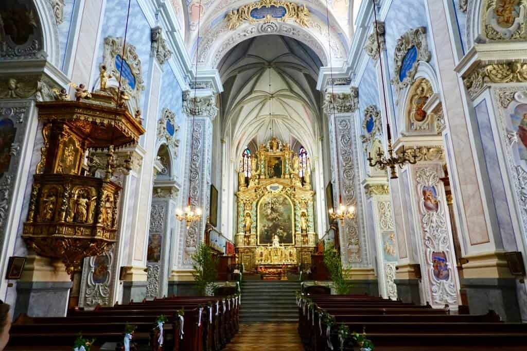 A picture of the interior of the church at the Gottweig Abbey outside Krems, Austria