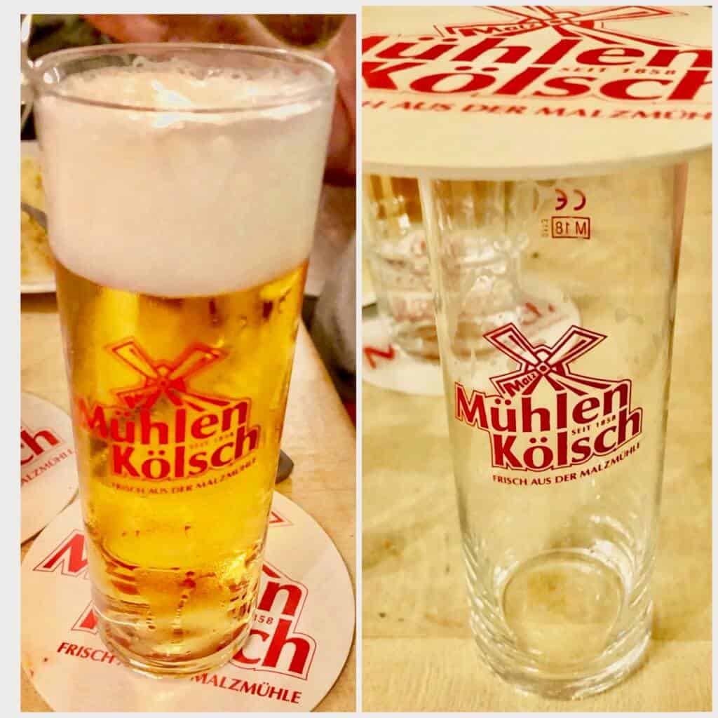 A picture of Kolsch beer in a glass in Cologne, Germany
