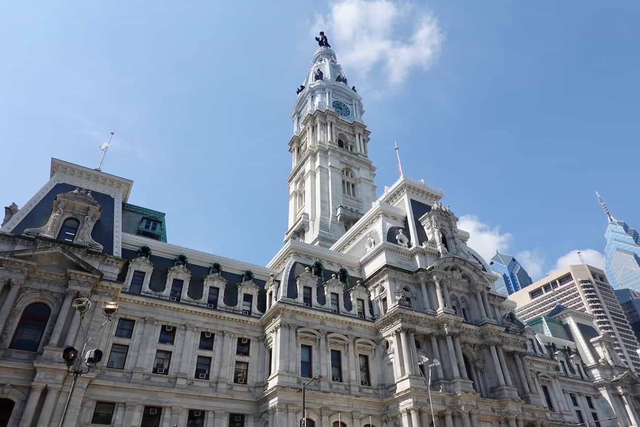 Philadelphia's City Hall building has lots of interesting statues and architectural detail.