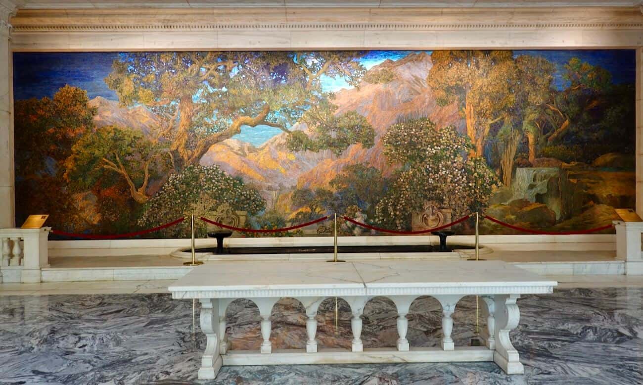 The large Dream Garden mosaic is in the Curtis Center lobby.