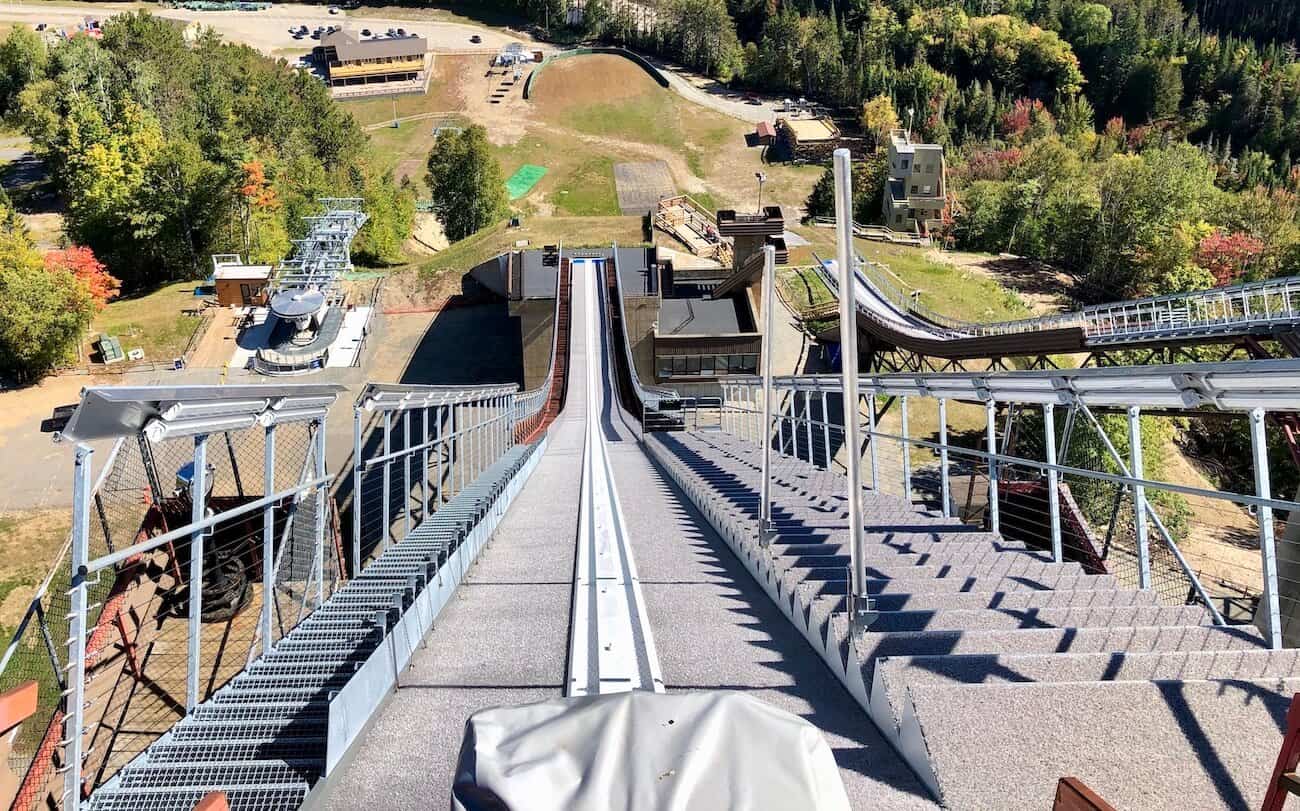 A view looking down the Olympic ski jump.