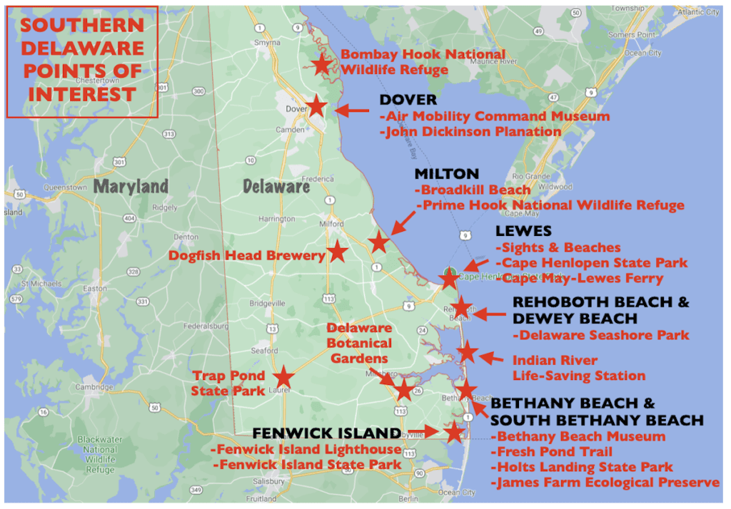Map Delaware Beaches 1024x714 