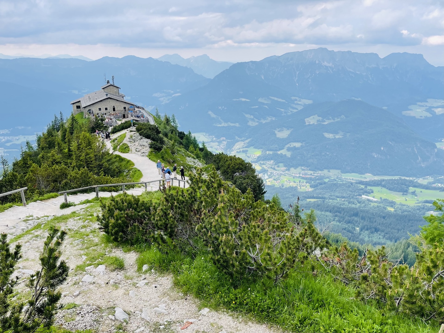 A view of Kehlsteinhaus (Eagle's Nest) from atop Obersalzberg Mountain above Berchtesgaden, Germany